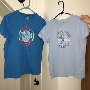 Under Armour & Life Is Good girls softball tees